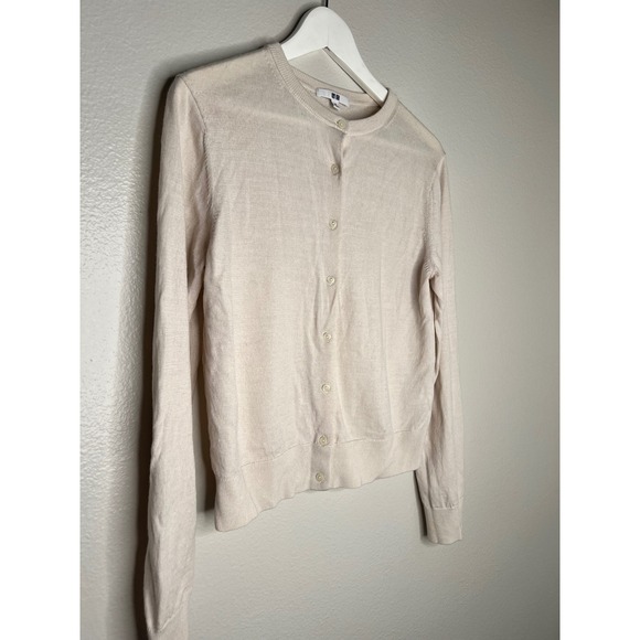 Uniqlo Wool Cardigan Cream Button Up Long Sleeve Women's M - Picture 2 of 6